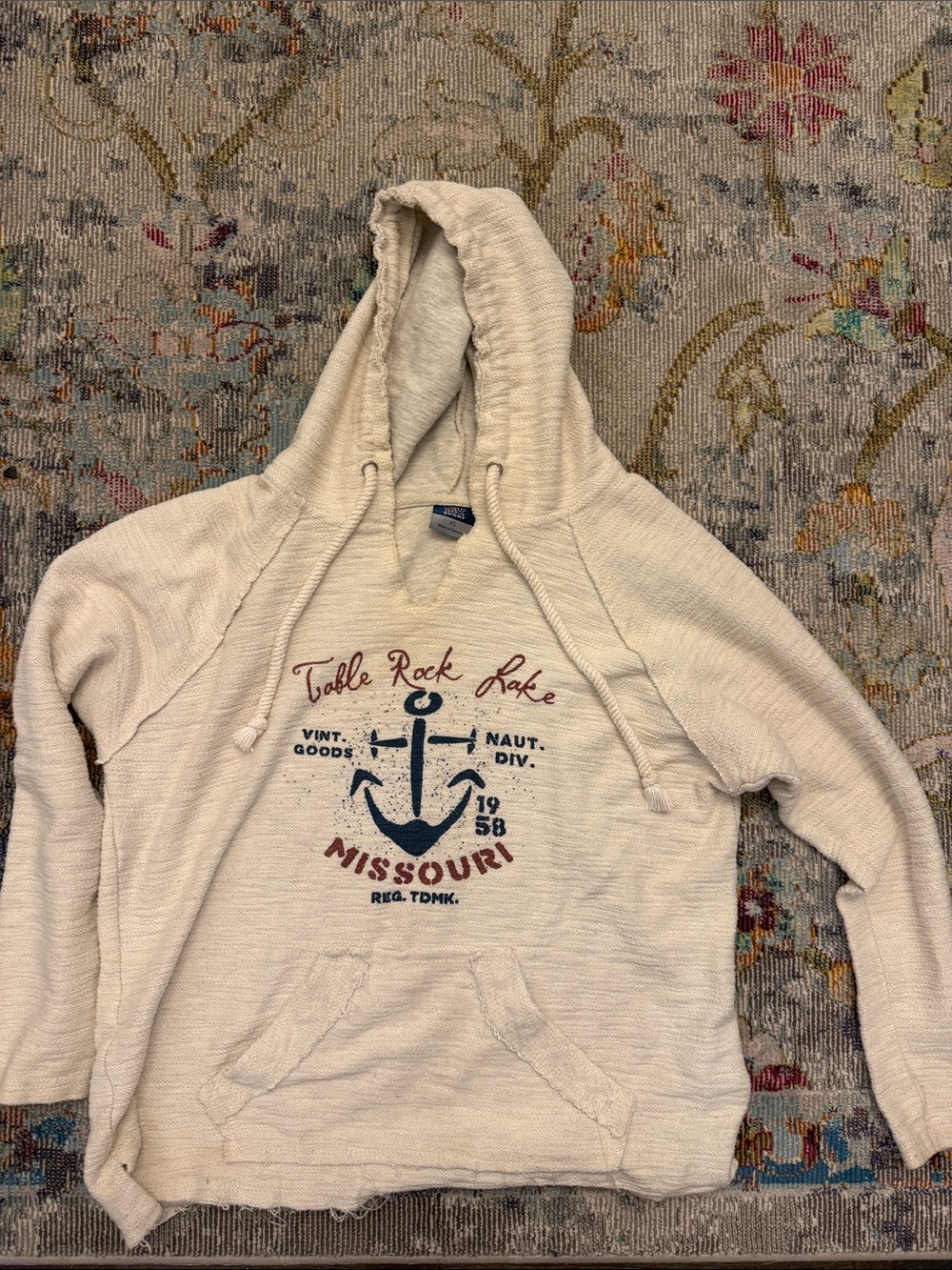 MV Sport Cream Hoodie with Navy & Maroon Anchor Graphic